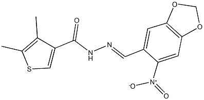 N'-({6-nitro-1,3-benzodioxol-5-yl}methylene)-4,5-dimethyl-3-thiophenecarbohydrazide Struktur