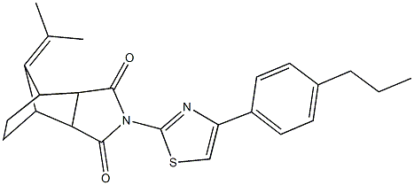 10-(1-methylethylidene)-4-[4-(4-propylphenyl)-1,3-thiazol-2-yl]-4-azatricyclo[5.2.1.0~2,6~]decane-3,5-dione Struktur