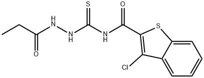 3-chloro-N-[(2-propionylhydrazino)carbothioyl]-1-benzothiophene-2-carboxamide Struktur