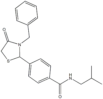 4-(3-benzyl-4-oxo-1,3-thiazolidin-2-yl)-N-isobutylbenzamide Struktur