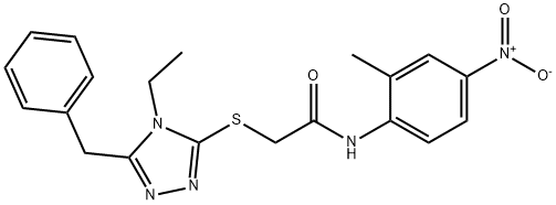 2-{[4-ethyl-5-(phenylmethyl)-4H-1,2,4-triazol-3-yl]sulfanyl}-N-{4-nitro-2-methylphenyl}acetamide Struktur