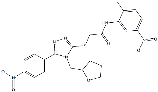 N-{5-nitro-2-methylphenyl}-2-{[5-{4-nitrophenyl}-4-(tetrahydro-2-furanylmethyl)-4H-1,2,4-triazol-3-yl]sulfanyl}acetamide Struktur