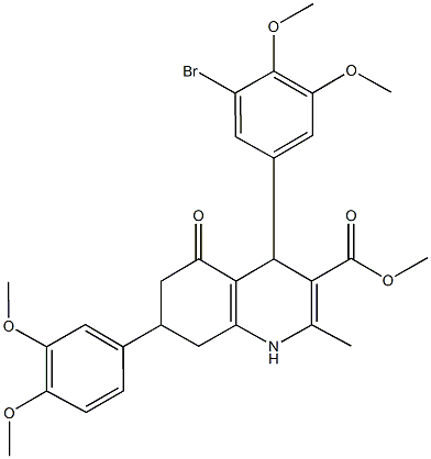 methyl 4-(3-bromo-4,5-dimethoxyphenyl)-7-(3,4-dimethoxyphenyl)-2-methyl-5-oxo-1,4,5,6,7,8-hexahydro-3-quinolinecarboxylate Struktur