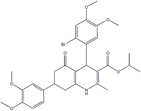 isopropyl 4-(2-bromo-4,5-dimethoxyphenyl)-7-(3,4-dimethoxyphenyl)-2-methyl-5-oxo-1,4,5,6,7,8-hexahydro-3-quinolinecarboxylate Struktur