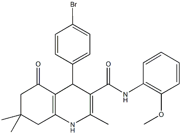 4-(4-bromophenyl)-N-(2-methoxyphenyl)-2,7,7-trimethyl-5-oxo-1,4,5,6,7,8-hexahydro-3-quinolinecarboxamide Struktur