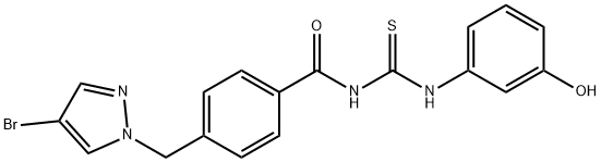 N-{4-[(4-bromo-1H-pyrazol-1-yl)methyl]benzoyl}-N'-(3-hydroxyphenyl)thiourea Struktur