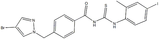 N-{4-[(4-bromo-1H-pyrazol-1-yl)methyl]benzoyl}-N'-(4-iodo-2-methylphenyl)thiourea Struktur