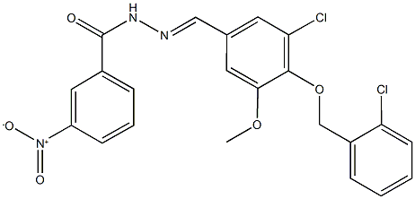 N'-{3-chloro-4-[(2-chlorobenzyl)oxy]-5-methoxybenzylidene}-3-nitrobenzohydrazide Struktur