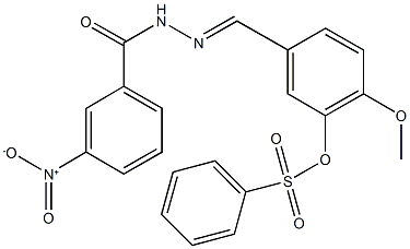 5-(2-{3-nitrobenzoyl}carbohydrazonoyl)-2-methoxyphenyl benzenesulfonate Struktur