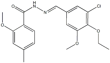 N'-(3-chloro-4-ethoxy-5-methoxybenzylidene)-2-methoxy-4-methylbenzohydrazide Struktur