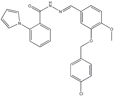 N'-{3-[(4-chlorobenzyl)oxy]-4-methoxybenzylidene}-2-(1H-pyrrol-1-yl)benzohydrazide Struktur