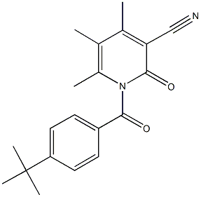 1-(4-tert-butylbenzoyl)-4,5,6-trimethyl-2-oxo-1,2-dihydro-3-pyridinecarbonitrile Struktur