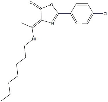 2-(4-chlorophenyl)-4-[1-(heptylamino)ethylidene]-1,3-oxazol-5(4H)-one Struktur