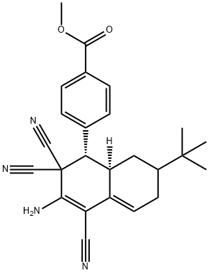 methyl 4-(3-amino-7-tert-butyl-2,2,4-tricyano-1,2,6,7,8,8a-hexahydro-1-naphthalenyl)benzoate Struktur