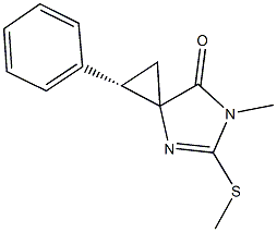 6-methyl-5-(methylsulfanyl)-1-phenyl-4,6-diazaspiro[2.4]hept-4-en-7-one Struktur