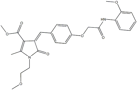 methyl 4-{4-[2-(2-methoxyanilino)-2-oxoethoxy]benzylidene}-1-(2-methoxyethyl)-2-methyl-5-oxo-4,5-dihydro-1H-pyrrole-3-carboxylate Struktur