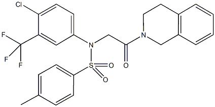 N-[4-chloro-3-(trifluoromethyl)phenyl]-N-[2-(3,4-dihydro-2(1H)-isoquinolinyl)-2-oxoethyl]-4-methylbenzenesulfonamide Struktur