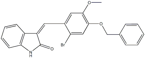 3-[4-(benzyloxy)-2-bromo-5-methoxybenzylidene]-1,3-dihydro-2H-indol-2-one Struktur