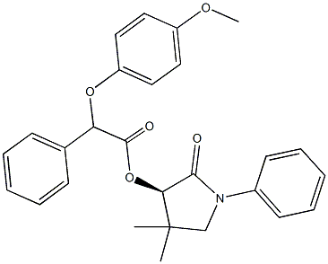 4,4-dimethyl-2-oxo-1-phenyl-3-pyrrolidinyl (4-methoxyphenoxy)(phenyl)acetate Struktur