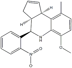 4-{2-nitrophenyl}-6-methoxy-9-methyl-3a,4,5,9b-tetrahydro-3H-cyclopenta[c]quinoline Struktur