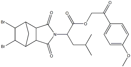 2-(4-methoxyphenyl)-2-oxoethyl 2-(8,9-dibromo-3,5-dioxo-4-azatricyclo[5.2.1.0~2,6~]dec-4-yl)-4-methylpentanoate Struktur