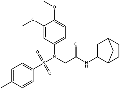 N-bicyclo[2.2.1]hept-2-yl-2-{3,4-dimethoxy[(4-methylphenyl)sulfonyl]anilino}acetamide Struktur