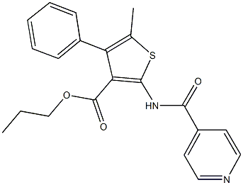 propyl 2-(isonicotinoylamino)-5-methyl-4-phenyl-3-thiophenecarboxylate Struktur