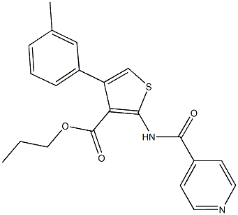 propyl 2-(isonicotinoylamino)-4-(3-methylphenyl)-3-thiophenecarboxylate Struktur