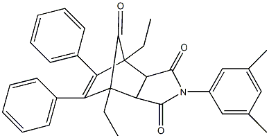 4-(3,5-dimethylphenyl)-1,7-diethyl-8,9-diphenyl-4-azatricyclo[5.2.1.0~2,6~]dec-8-ene-3,5,10-trione Struktur