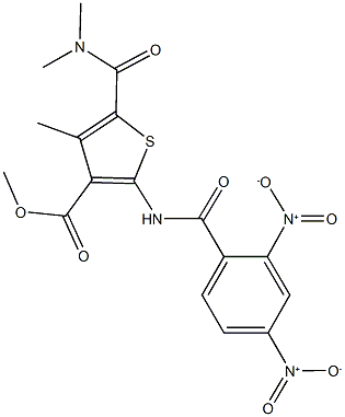 methyl 2-({2,4-bisnitrobenzoyl}amino)-5-[(dimethylamino)carbonyl]-4-methylthiophene-3-carboxylate Struktur