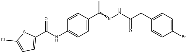 N-(4-{N-[(4-bromophenyl)acetyl]ethanehydrazonoyl}phenyl)-5-chloro-2-thiophenecarboxamide Struktur