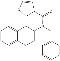 5-benzyl-5,5a,6,7,11b,11c-hexahydrobenzo[f]furo[3,2-c]quinolin-4(3aH)-one Struktur