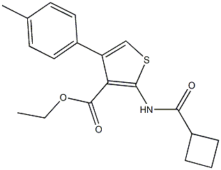 ethyl 2-[(cyclobutylcarbonyl)amino]-4-(4-methylphenyl)-3-thiophenecarboxylate Struktur