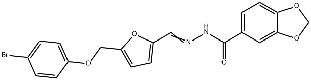 N'-({5-[(4-bromophenoxy)methyl]-2-furyl}methylene)-1,3-benzodioxole-5-carbohydrazide Struktur