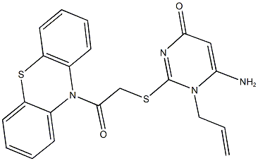 1-allyl-6-amino-2-{[2-oxo-2-(10H-phenothiazin-10-yl)ethyl]sulfanyl}-4(1H)-pyrimidinone Struktur