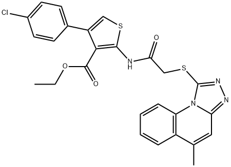 ethyl 4-(4-chlorophenyl)-2-({[(5-methyl[1,2,4]triazolo[4,3-a]quinolin-1-yl)sulfanyl]acetyl}amino)-3-thiophenecarboxylate Struktur