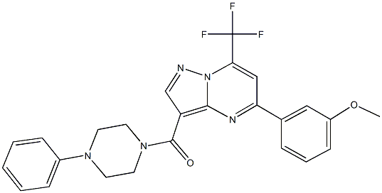 methyl 3-[3-[(4-phenyl-1-piperazinyl)carbonyl]-7-(trifluoromethyl)pyrazolo[1,5-a]pyrimidin-5-yl]phenyl ether Struktur