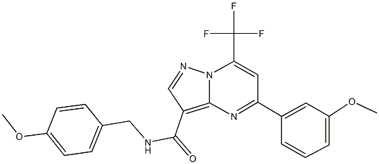 N-(4-methoxybenzyl)-5-(3-methoxyphenyl)-7-(trifluoromethyl)pyrazolo[1,5-a]pyrimidine-3-carboxamide Struktur