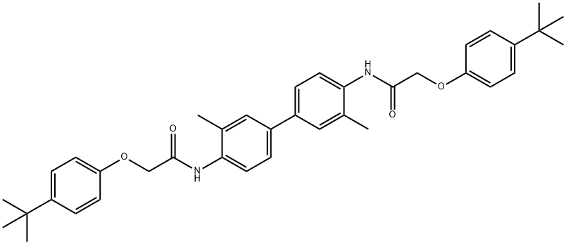 2-(4-tert-butylphenoxy)-N-(4'-{[(4-tert-butylphenoxy)acetyl]amino}-3,3'-dimethyl[1,1'-biphenyl]-4-yl)acetamide Struktur