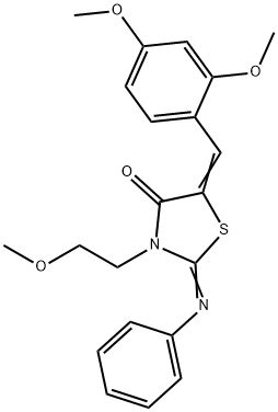 5-(2,4-dimethoxybenzylidene)-3-(2-methoxyethyl)-2-(phenylimino)-1,3-thiazolidin-4-one Struktur