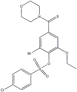 2-bromo-6-ethoxy-4-(4-morpholinylcarbothioyl)phenyl 4-chlorobenzenesulfonate Struktur