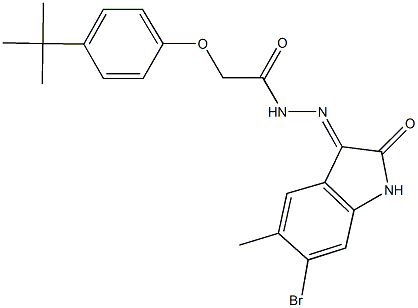 N'-(6-bromo-5-methyl-2-oxo-1,2-dihydro-3H-indol-3-ylidene)-2-(4-tert-butylphenoxy)acetohydrazide Struktur