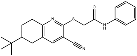 2-[(6-tert-butyl-3-cyano-5,6,7,8-tetrahydroquinolin-2-yl)sulfanyl]-N-phenylacetamide Struktur