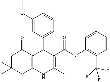 4-(3-methoxyphenyl)-2,7,7-trimethyl-5-oxo-N-[2-(trifluoromethyl)phenyl]-1,4,5,6,7,8-hexahydro-3-quinolinecarboxamide Struktur