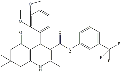 4-(2,3-dimethoxyphenyl)-2,7,7-trimethyl-5-oxo-N-[3-(trifluoromethyl)phenyl]-1,4,5,6,7,8-hexahydro-3-quinolinecarboxamide Struktur