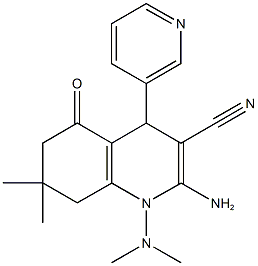 2-amino-1-(dimethylamino)-7,7-dimethyl-5-oxo-4-(3-pyridinyl)-1,4,5,6,7,8-hexahydro-3-quinolinecarbonitrile Struktur