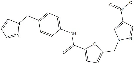 5-({4-nitro-1H-pyrazol-1-yl}methyl)-N-[4-(1H-pyrazol-1-ylmethyl)phenyl]-2-furamide Struktur