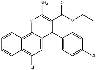 ethyl 2-amino-6-chloro-4-(4-chlorophenyl)-4H-benzo[h]chromene-3-carboxylate Struktur