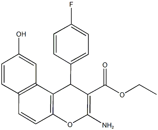 ethyl 3-amino-1-(4-fluorophenyl)-9-hydroxy-1H-benzo[f]chromene-2-carboxylate Struktur