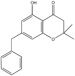 7-benzyl-5-hydroxy-2,2-dimethyl-2,3-dihydro-4H-chromen-4-one Struktur